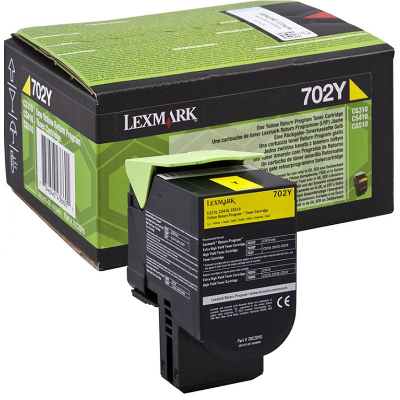 Toner Lexmark 702Y Yellow 1K Pgs (70C20Y0)