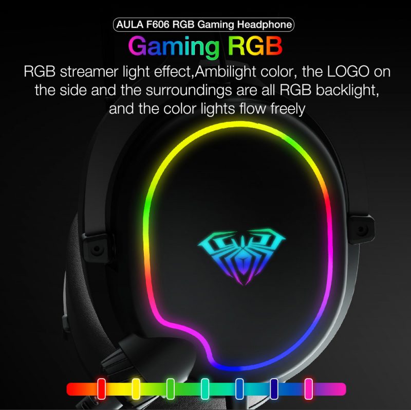 Gaming Headset Aula Wind F606 Rgb Usb Μαύρο - Image 3